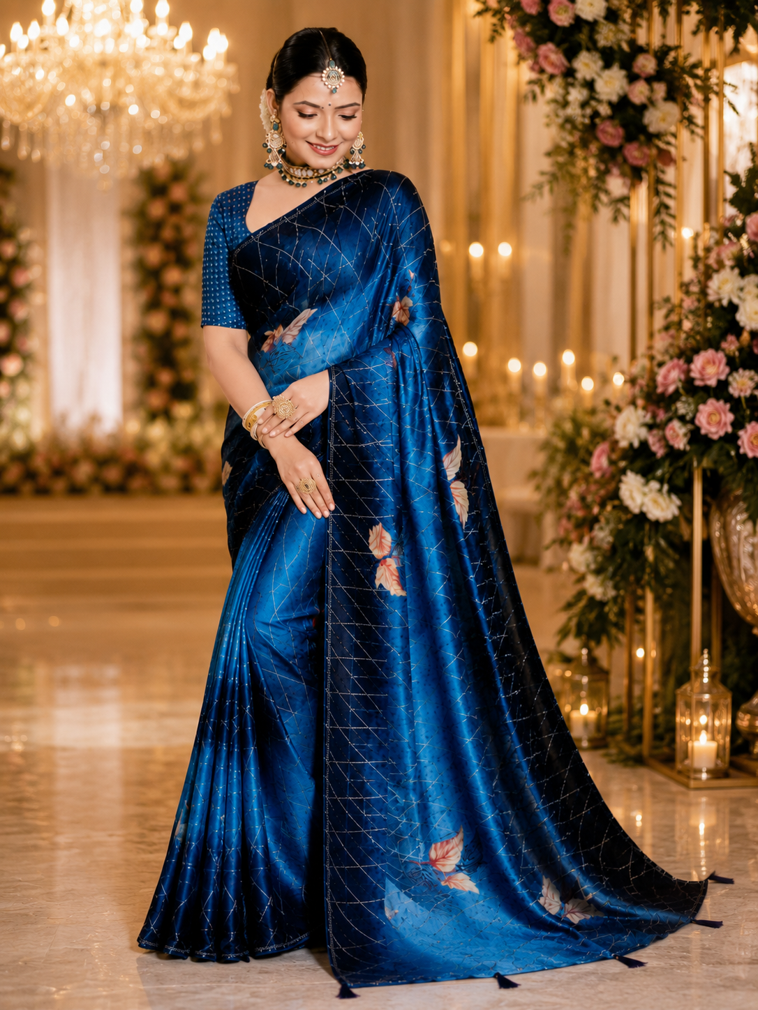 Designer Saree With Floral Motifs