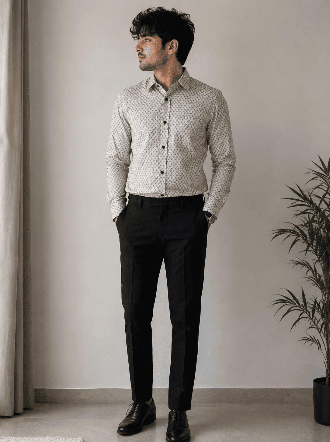 White Full Sleeve Printed Shirt