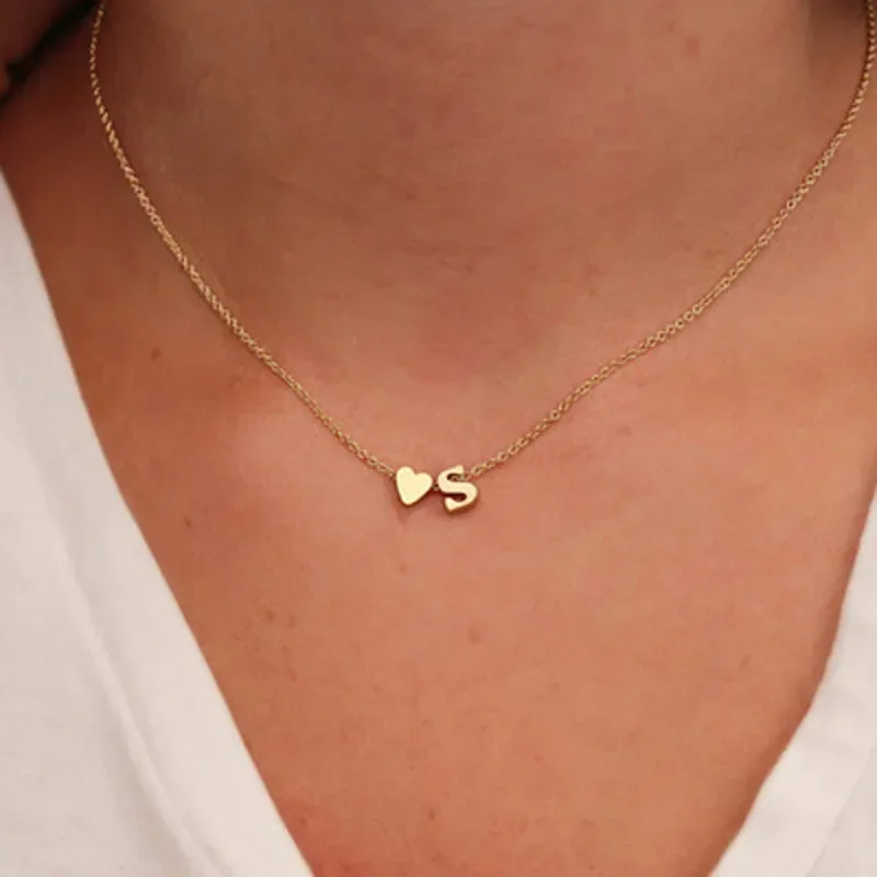 Initial Pendant Necklace Dainty Letter Choker for Women