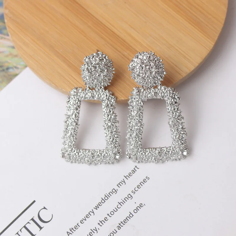 Drop Earrings Geometric Gold And Silver Tone