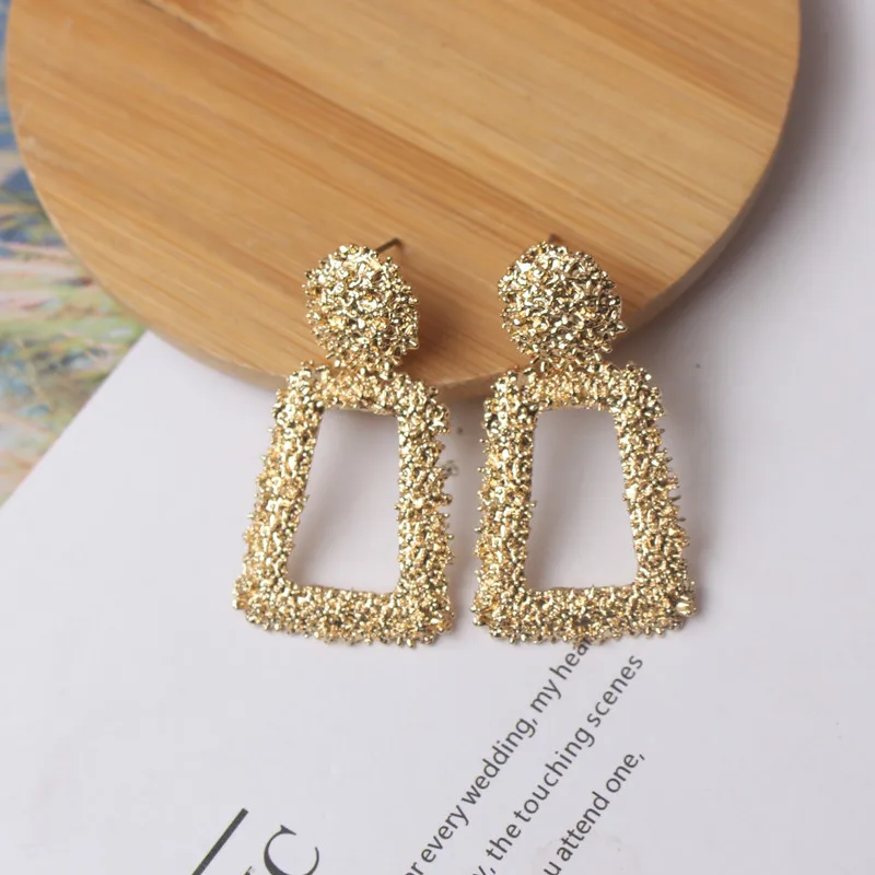 Drop Earrings Geometric Gold And Silver Tone