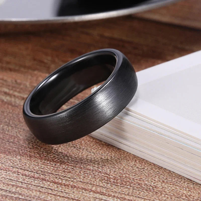 Ceramic Brushed Black Wedding Ring