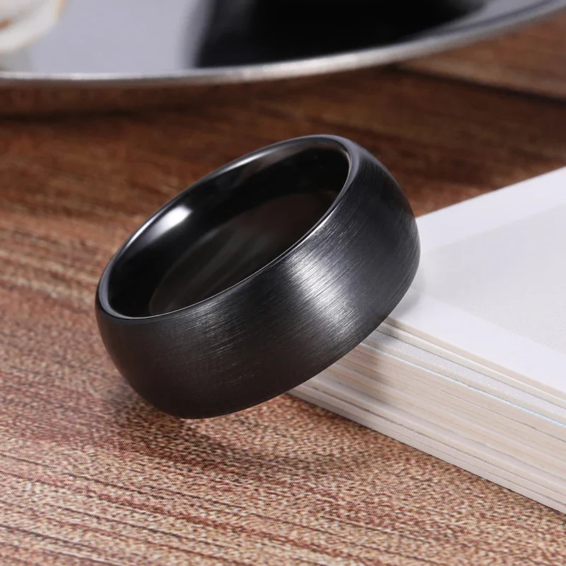 Ceramic Brushed Black Wedding Ring