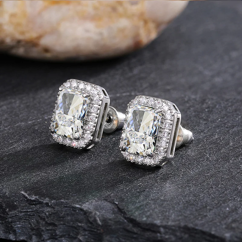 Stud Earrings Green Cubic Zirconia Women Fashion