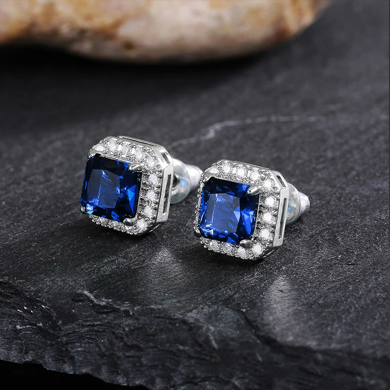 Stud Earrings Green Cubic Zirconia Women Fashion