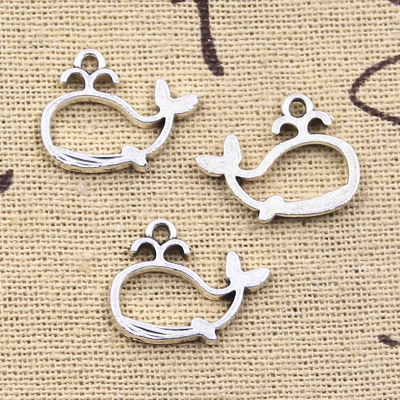 Whale Charms Antique Silver 15x19mm 30 Pcs