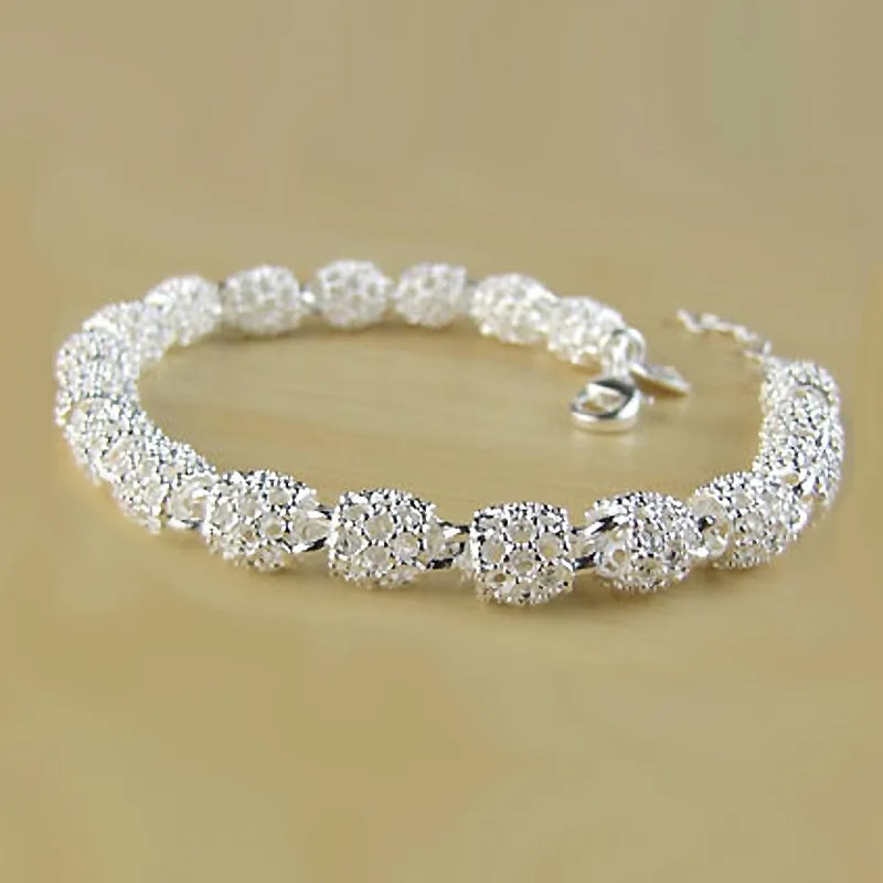 Sterling Silver Bracelet With Zirconia Geometric Chain