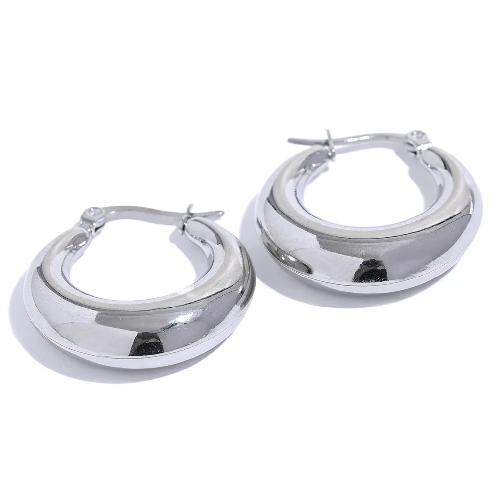 Geometric Hoop Earrings Stainless Steel Gold