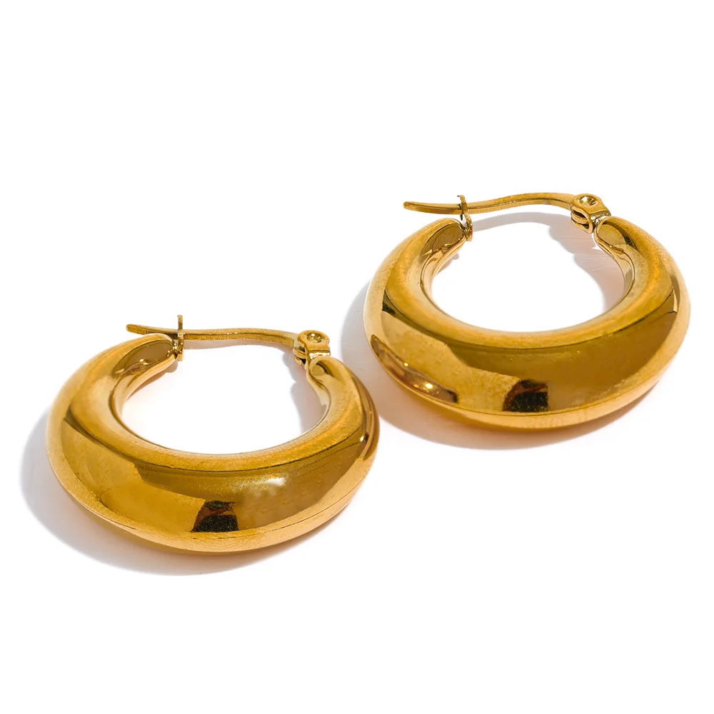 Geometric Hoop Earrings Stainless Steel Gold