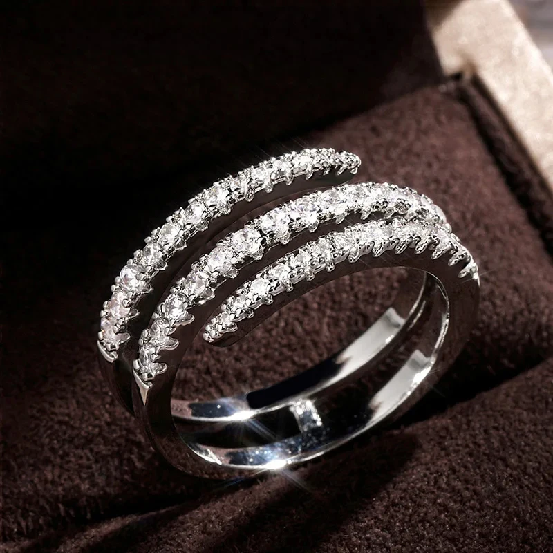Huitan Crystal Wedding Band Ring For Women