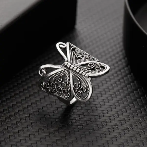 Korean Style Angel Wings Ring Silver Color