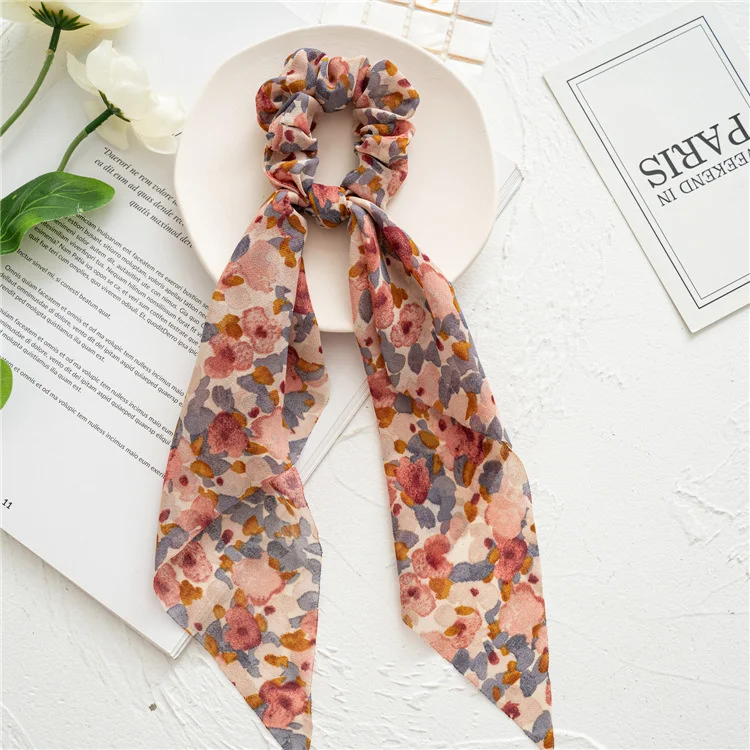 Hair Scarf Tie Satin Leopard Print Ponytail Scrunchie