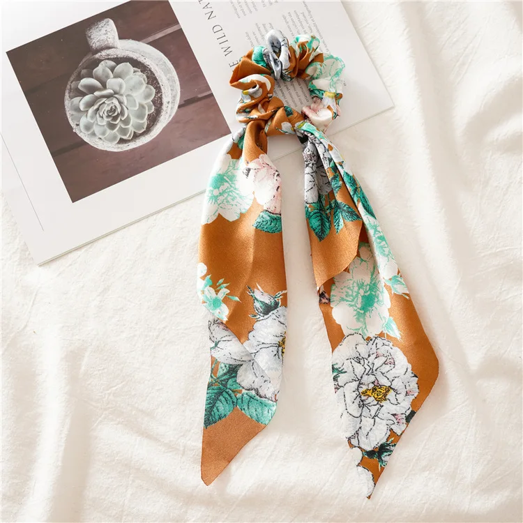 Hair Scarf Tie Satin Leopard Print Ponytail Scrunchie