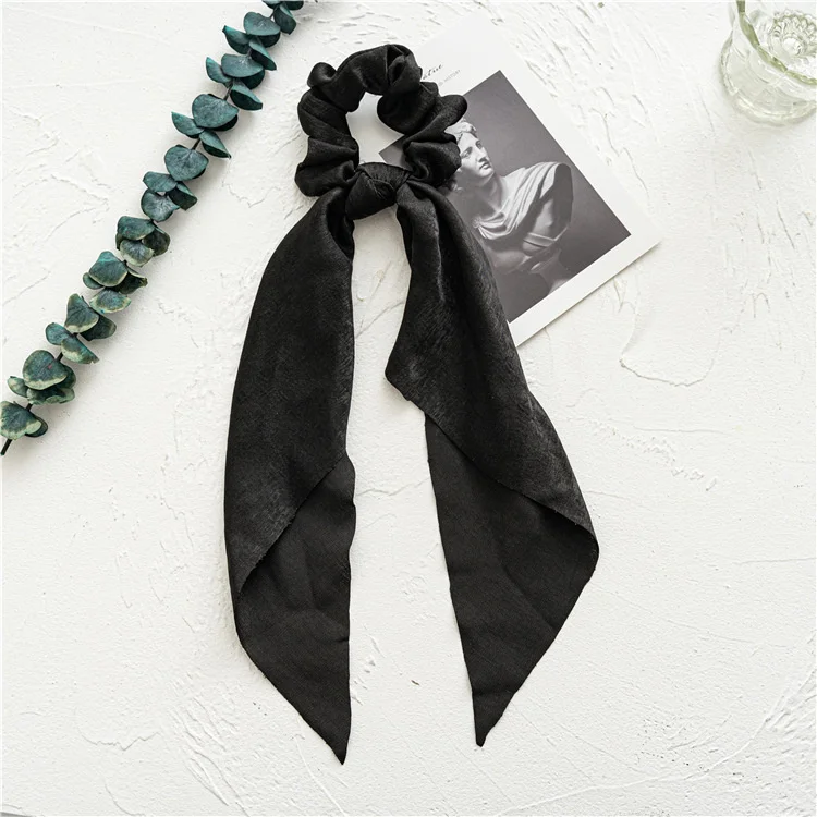 Hair Scarf Tie Satin Leopard Print Ponytail Scrunchie