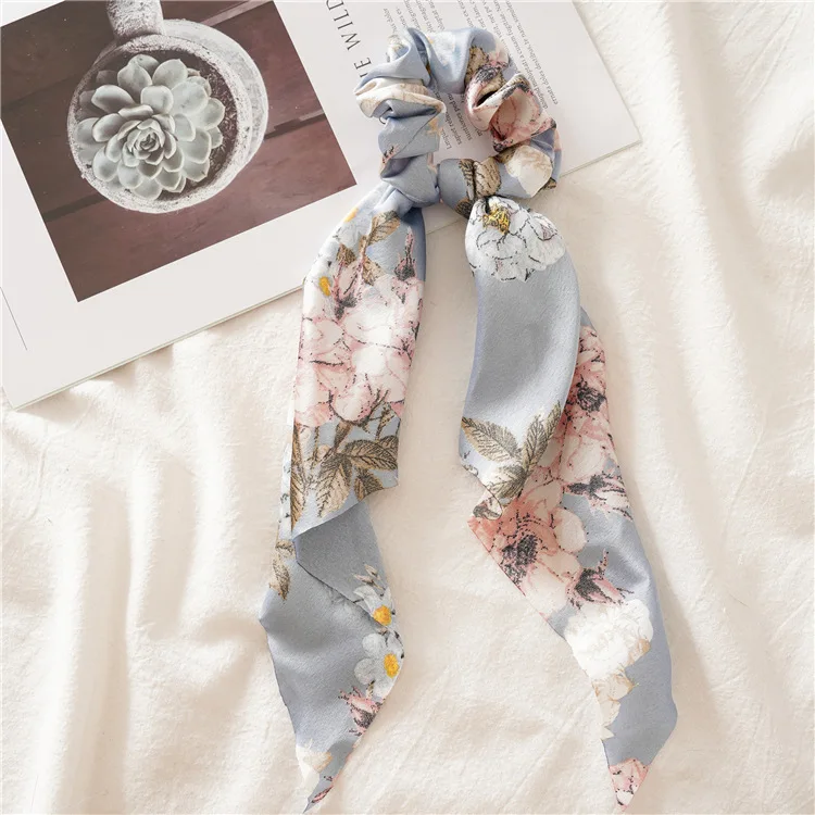 Hair Scarf Tie Satin Leopard Print Ponytail Scrunchie