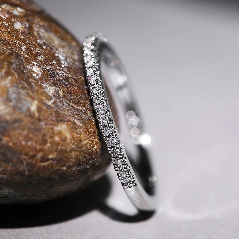 925 Sterling Silver Zircon Wedding Band Ring For Women