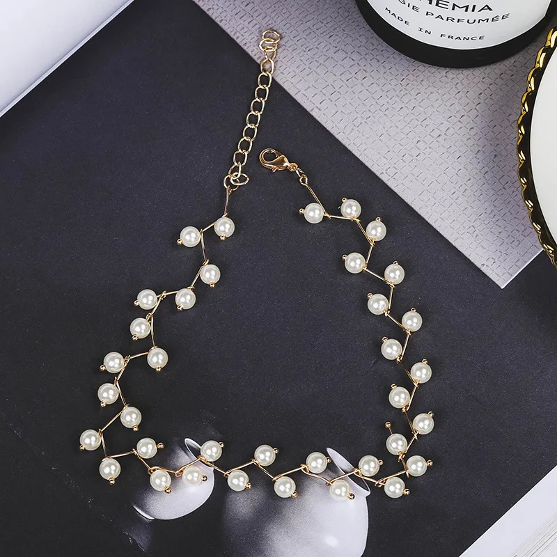 Pearl Pendant Necklace For Women Gold Link Chain