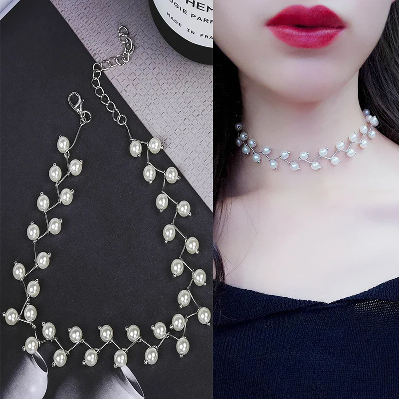 Pearl Pendant Necklace For Women Gold Link Chain