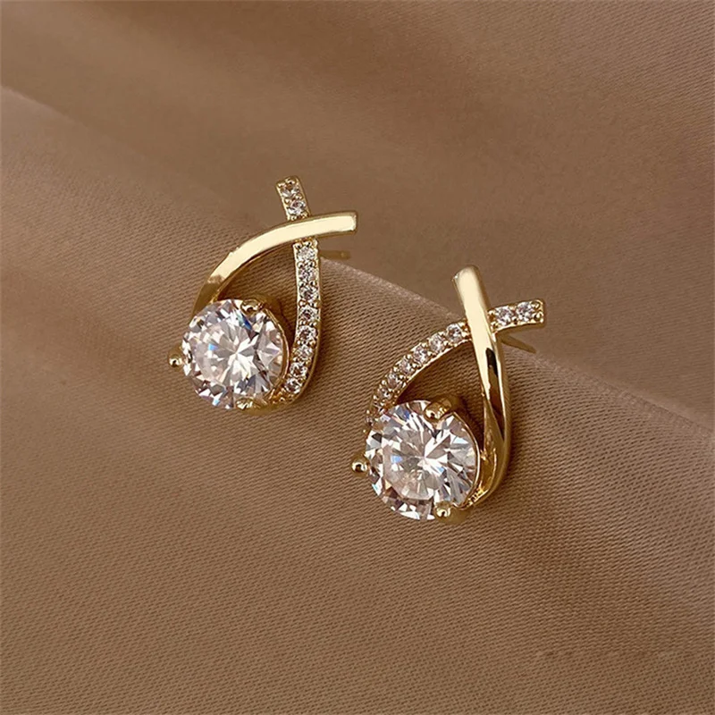Stud Earrings For Women Korean Style Crystal Jewelry