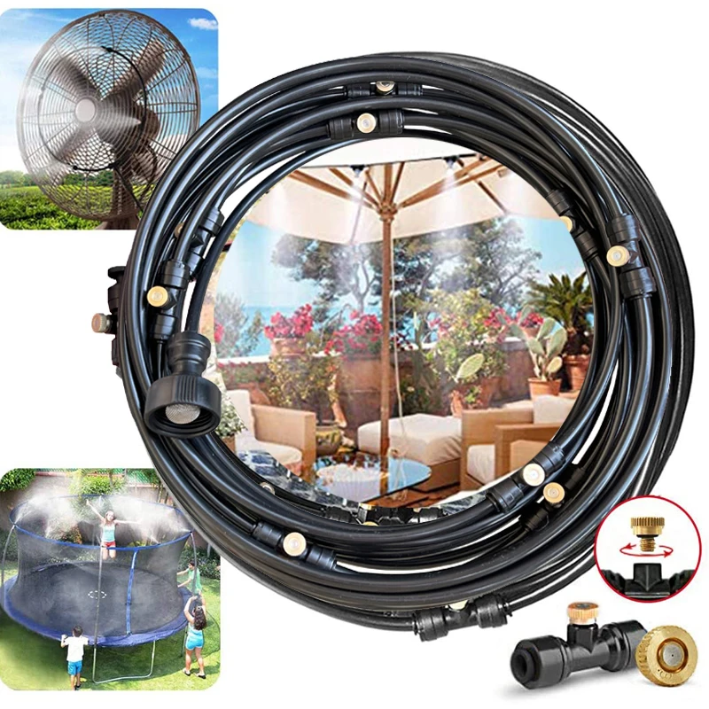Garden Misting Cooling System 10M With 12 Brass Nozzles