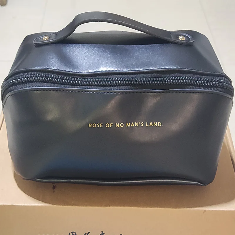 Large Capacity Travel Cosmetic Bag PU Leather Makeup Case