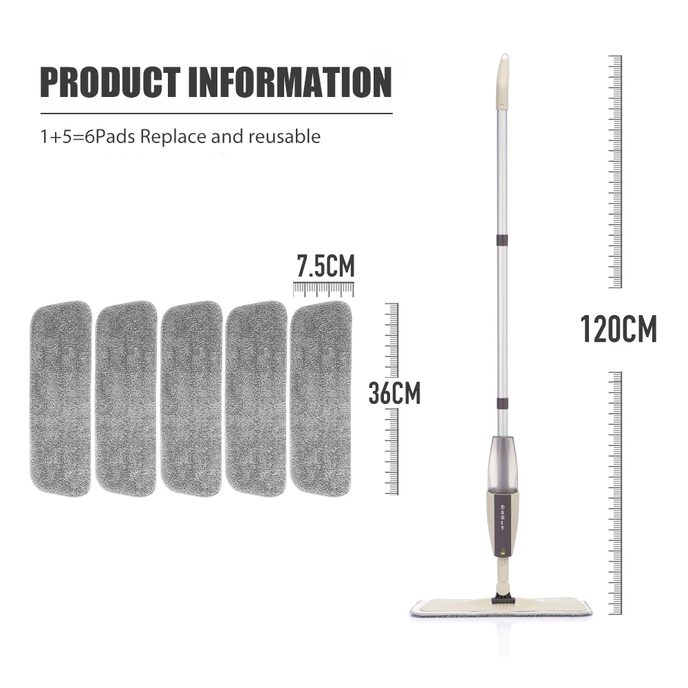 Spray Floor Mop with Microfiber Pads