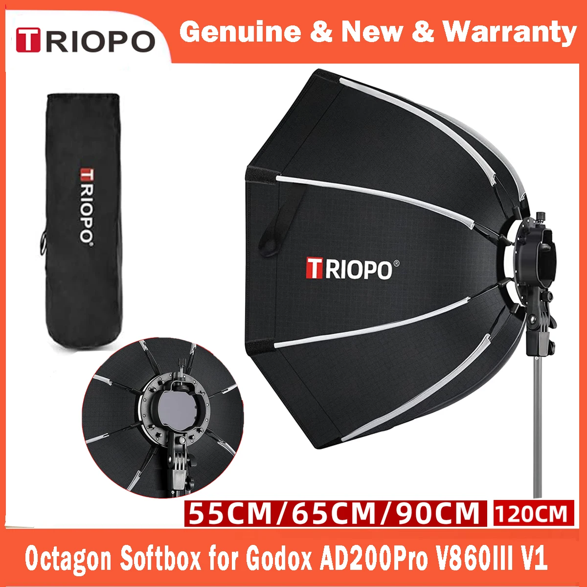 Triopo Foldable Octagon Softbox for Speedlite Flash