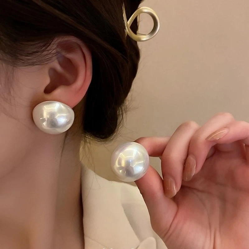 Pearl Stud Earrings Round Imitation Pearl