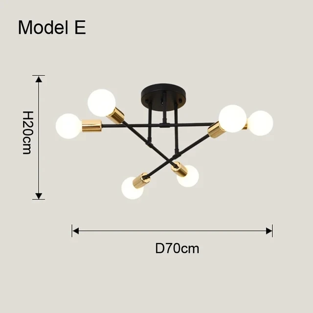 Nordic Minimalist Pendant Light LED Chandelier Black Gold