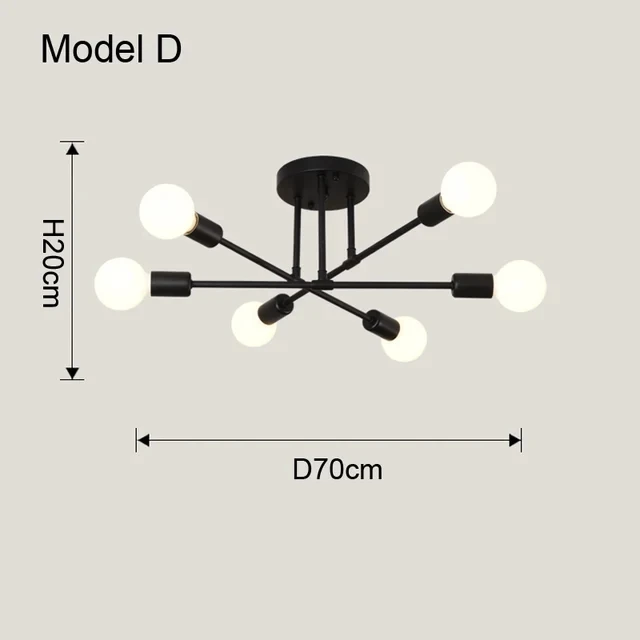 Nordic Minimalist Pendant Light LED Chandelier Black Gold