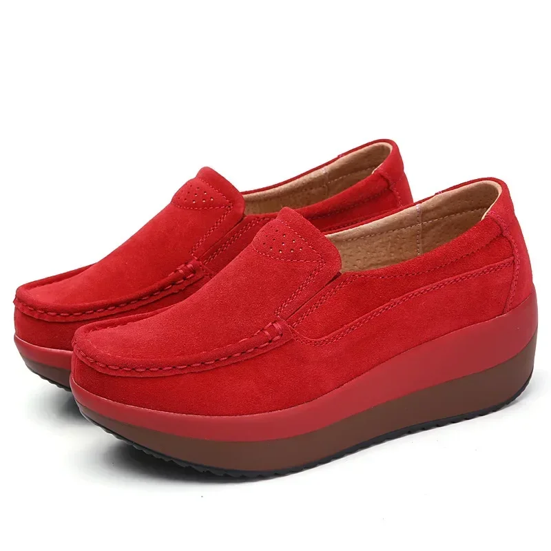 Platform Flat Shoes For Women Suede Wedge Moccasins