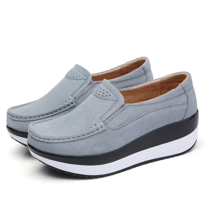 Platform Flat Shoes For Women Suede Wedge Moccasins