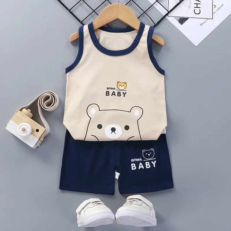 Kids Cotton Vest Suit Summer 1-3Y