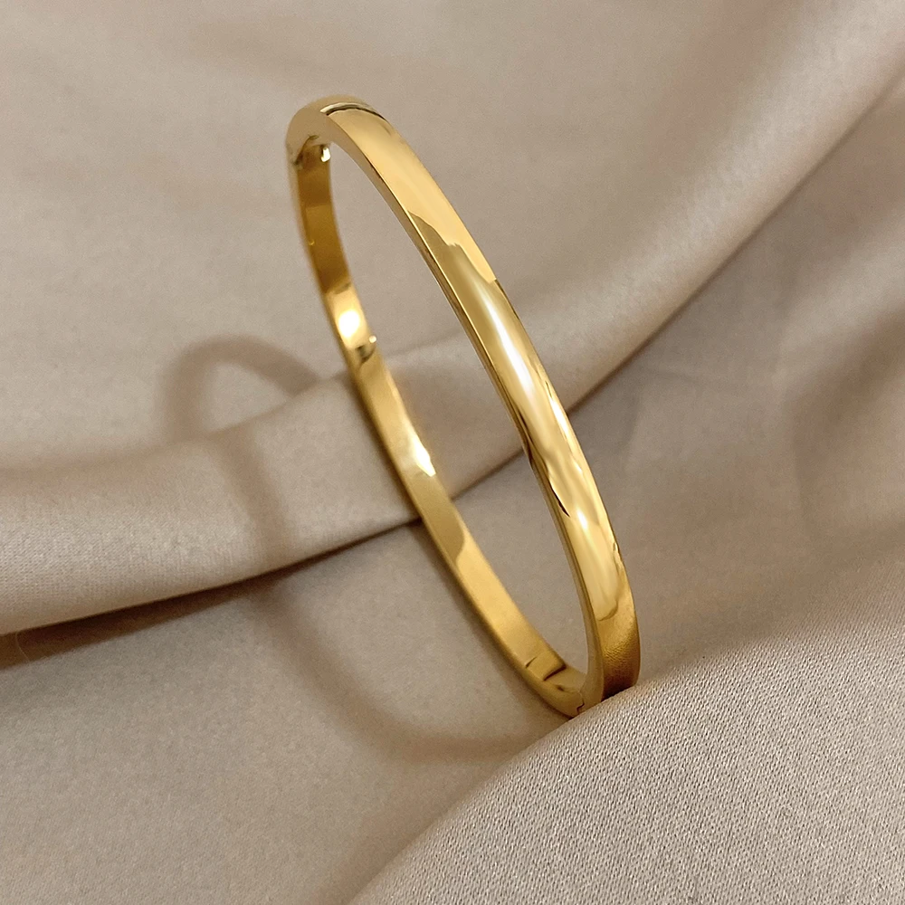 Stainless Steel Cuff Bangle For Women Gold Plated
