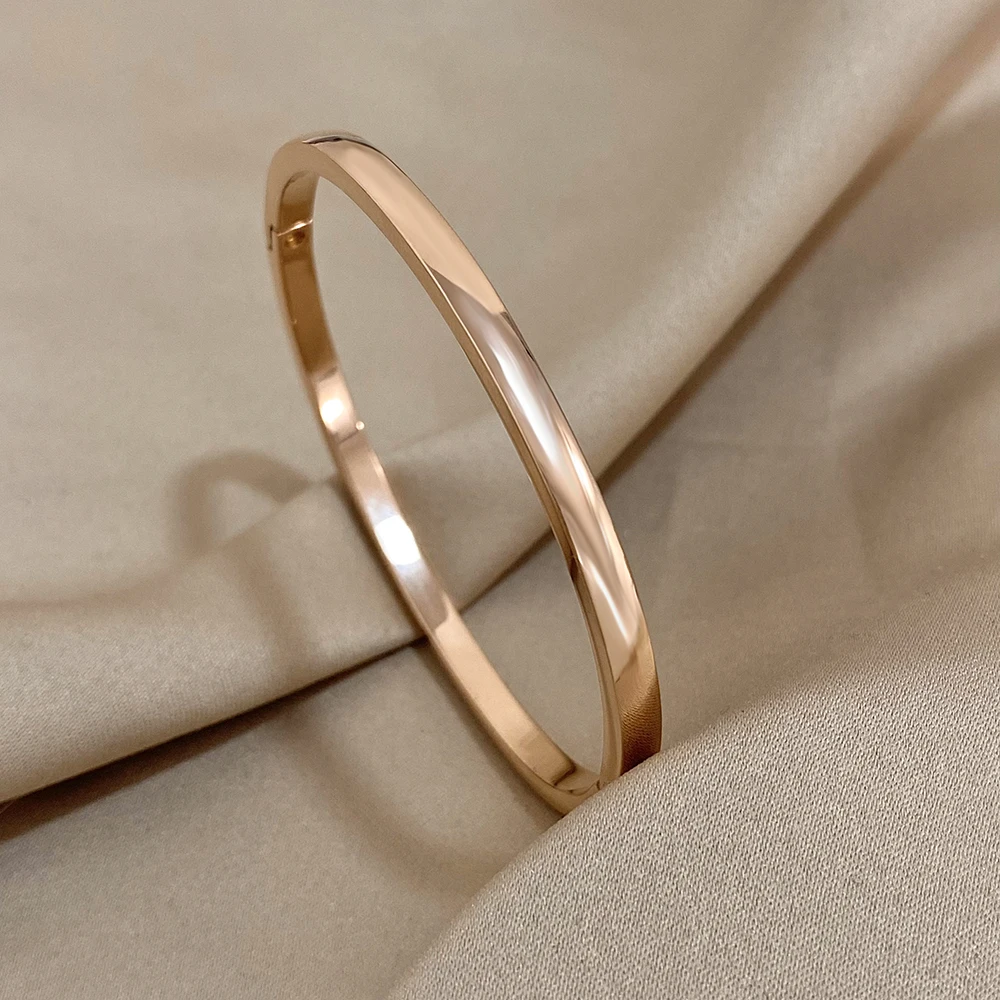 Stainless Steel Cuff Bangle For Women Gold Plated