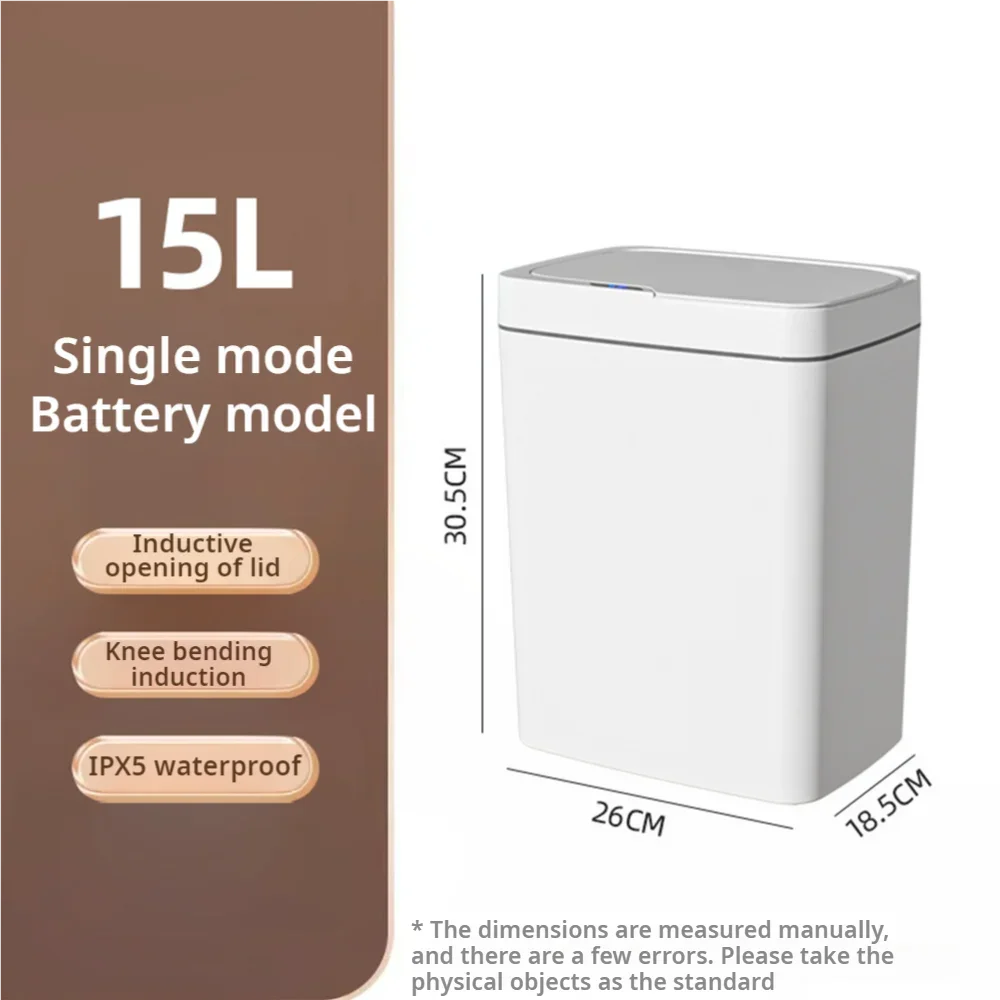 Smart Bathroom Trash Can 15L White