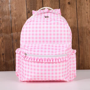 School Backpack Plaid Nylon