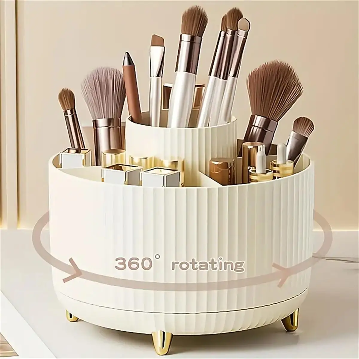 Makeup Organizer - 360° Rotating Plastic Cosmetic Storage