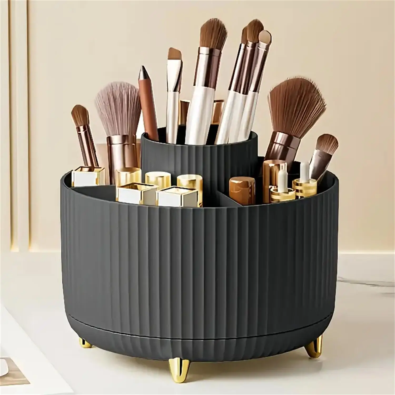 Makeup Organizer - 360° Rotating Plastic Cosmetic Storage