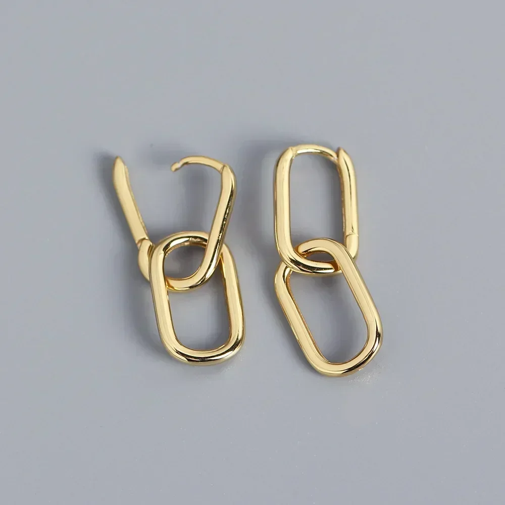 Dangle Earrings Minimalist Double Loop Zinc Alloy Gold