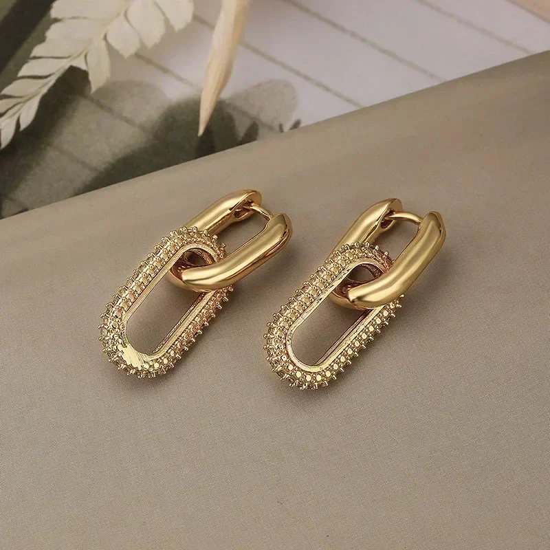 Dangle Earrings Minimalist Double Loop Zinc Alloy Gold
