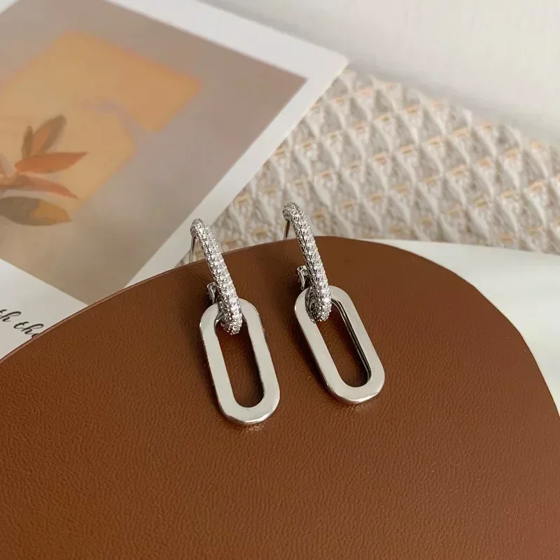 Dangle Earrings Minimalist Double Loop Zinc Alloy Gold