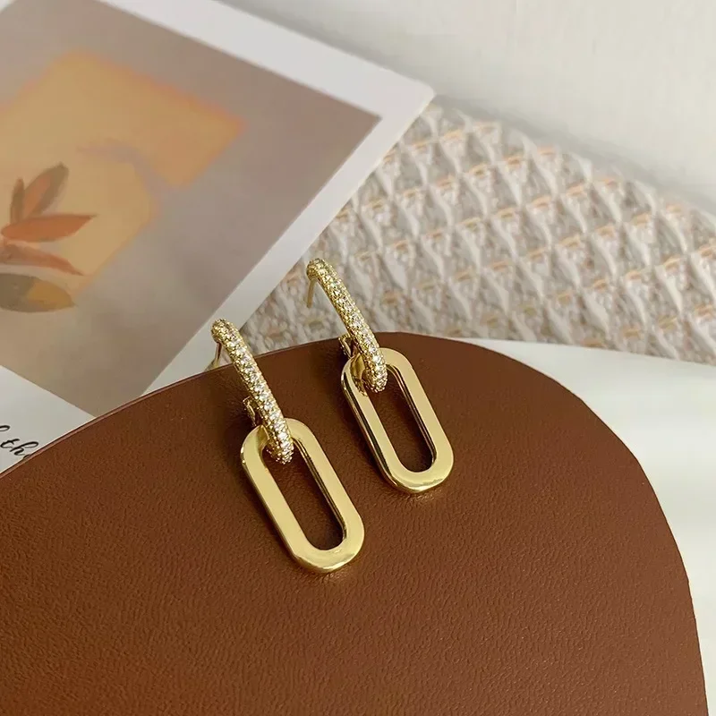 Dangle Earrings Minimalist Double Loop Zinc Alloy Gold