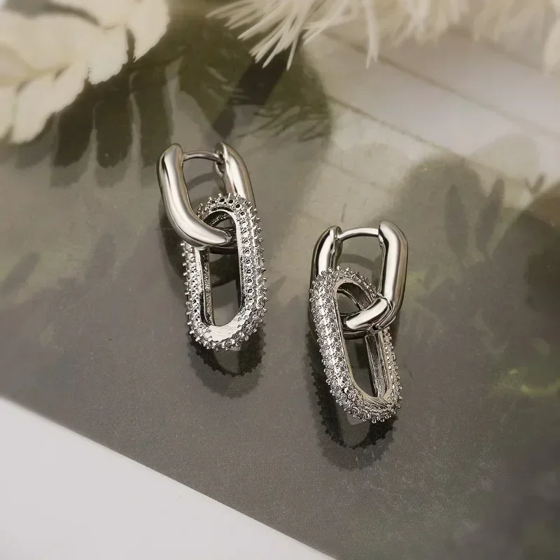 Dangle Earrings Minimalist Double Loop Zinc Alloy Gold