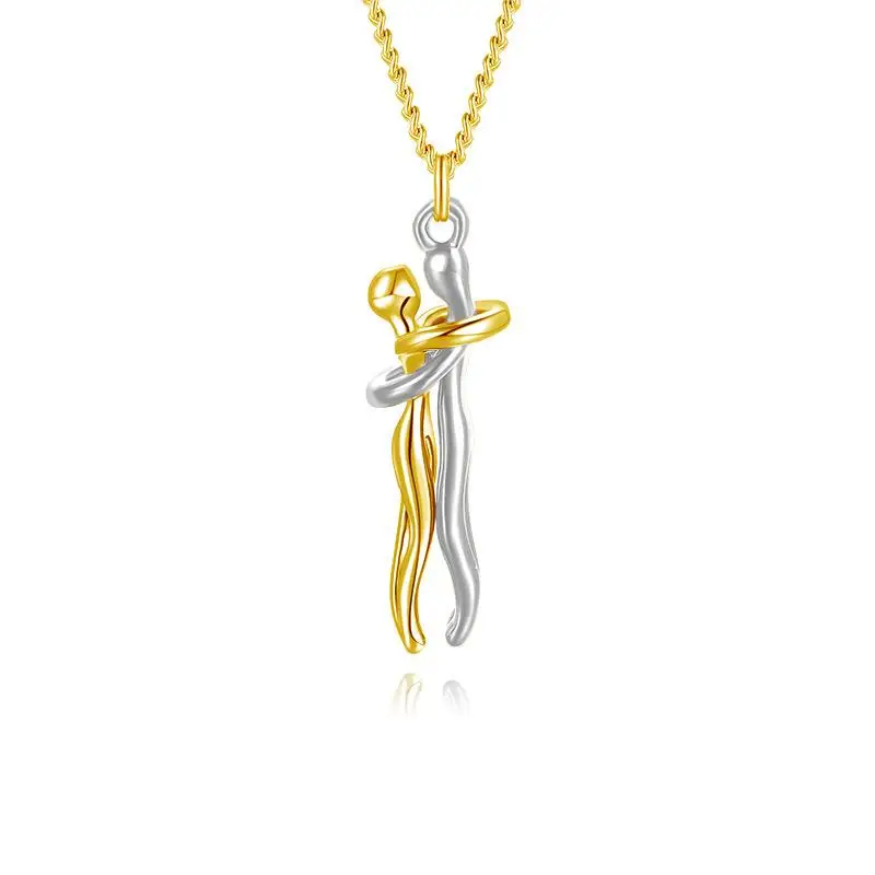 Hug Couples Pendant Necklace Stainless Steel 50cm