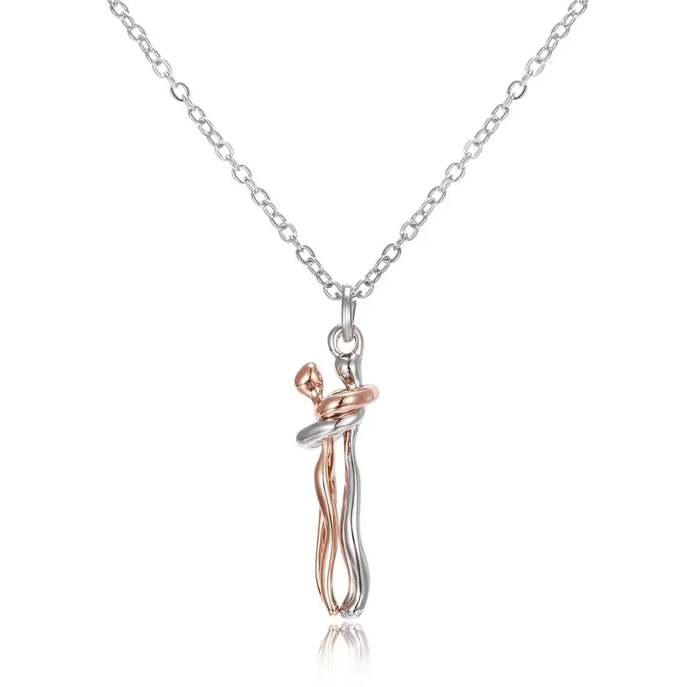 Hug Couples Pendant Necklace Stainless Steel 50cm
