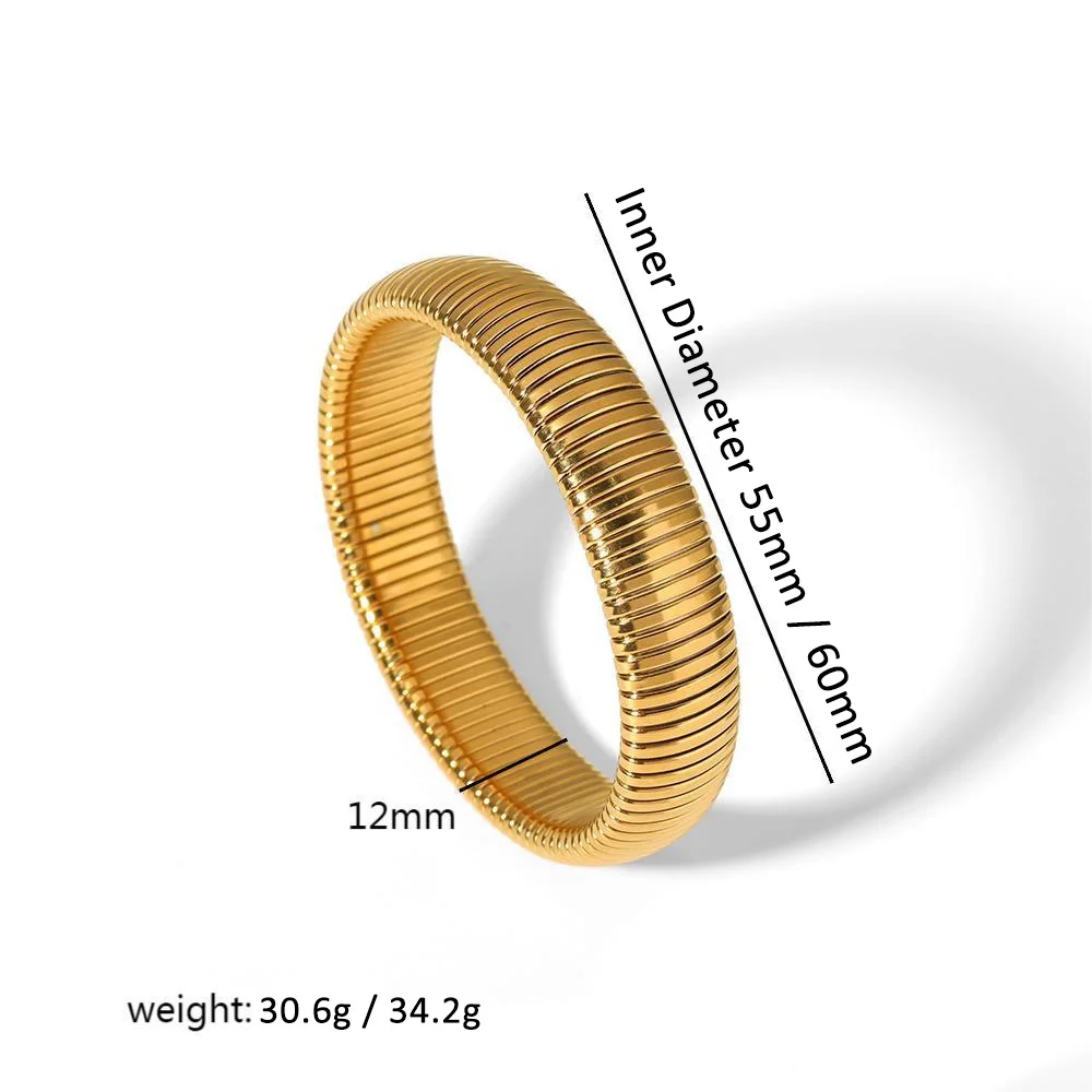 Stainless Steel Bangle - 18k Gold Plated Spiral Bracelet