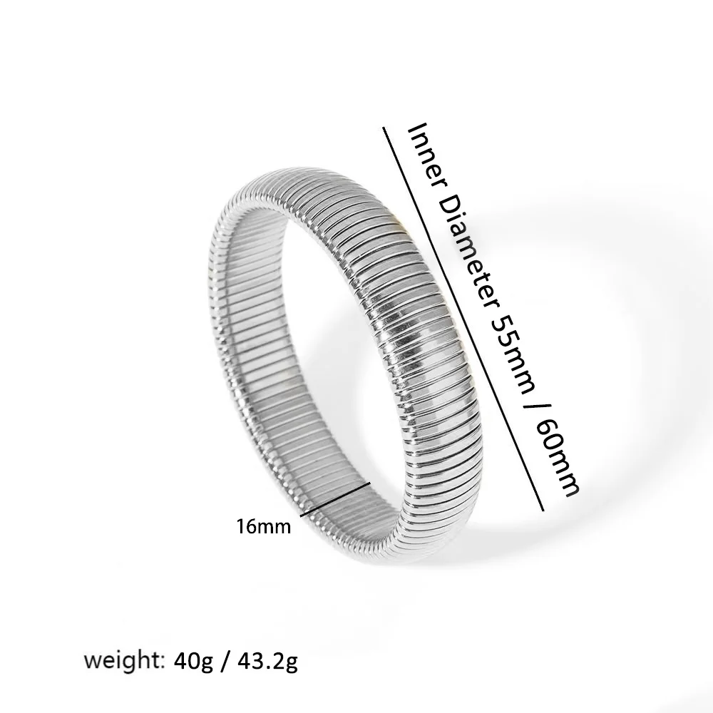 Stainless Steel Bangle - 18k Gold Plated Spiral Bracelet
