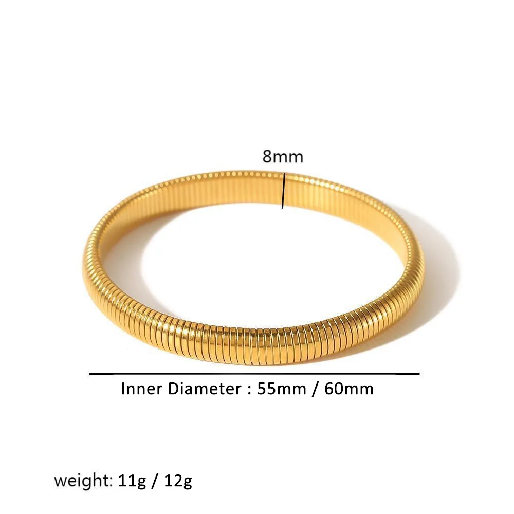 Stainless Steel Bangle - 18k Gold Plated Spiral Bracelet