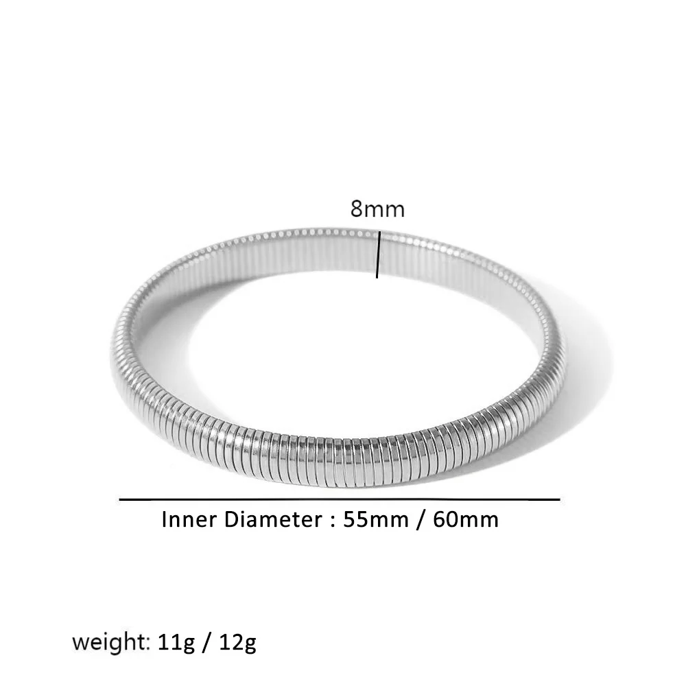 Stainless Steel Bangle - 18k Gold Plated Spiral Bracelet